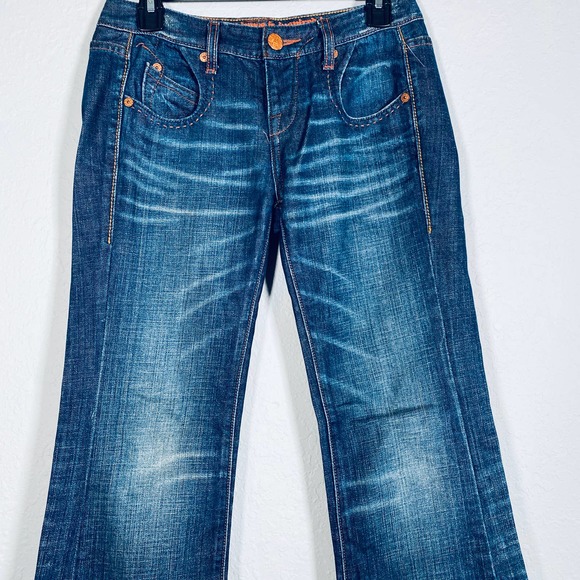 Levis Women's Blue Copper Button Rivets Ankle Wide Leg Jeans Sz 27 - Picture 4 of 16